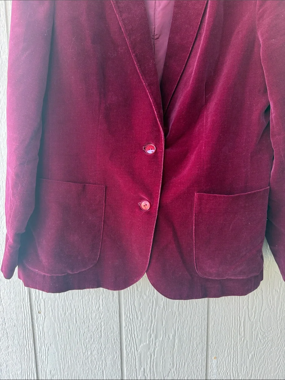 Vintage Dillards 900 West Velvet Feel Women's Blazer Jacket - Burgundy